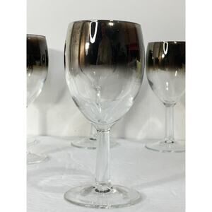 Set of 5 Vintage Atomic Silver Fade Wine Glasses Made in‎ France